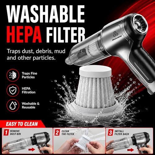 Image of Autofy 4-in-1 Vacuum Cleaner for Home & Car - Cordless Handheld Vacuum, Blower, Inflator & Sealer 12000PA Powerful Suction - 6000mAh - BLDC Motor - 6 Attachments - HEPA Filter - 2 Year Warranty