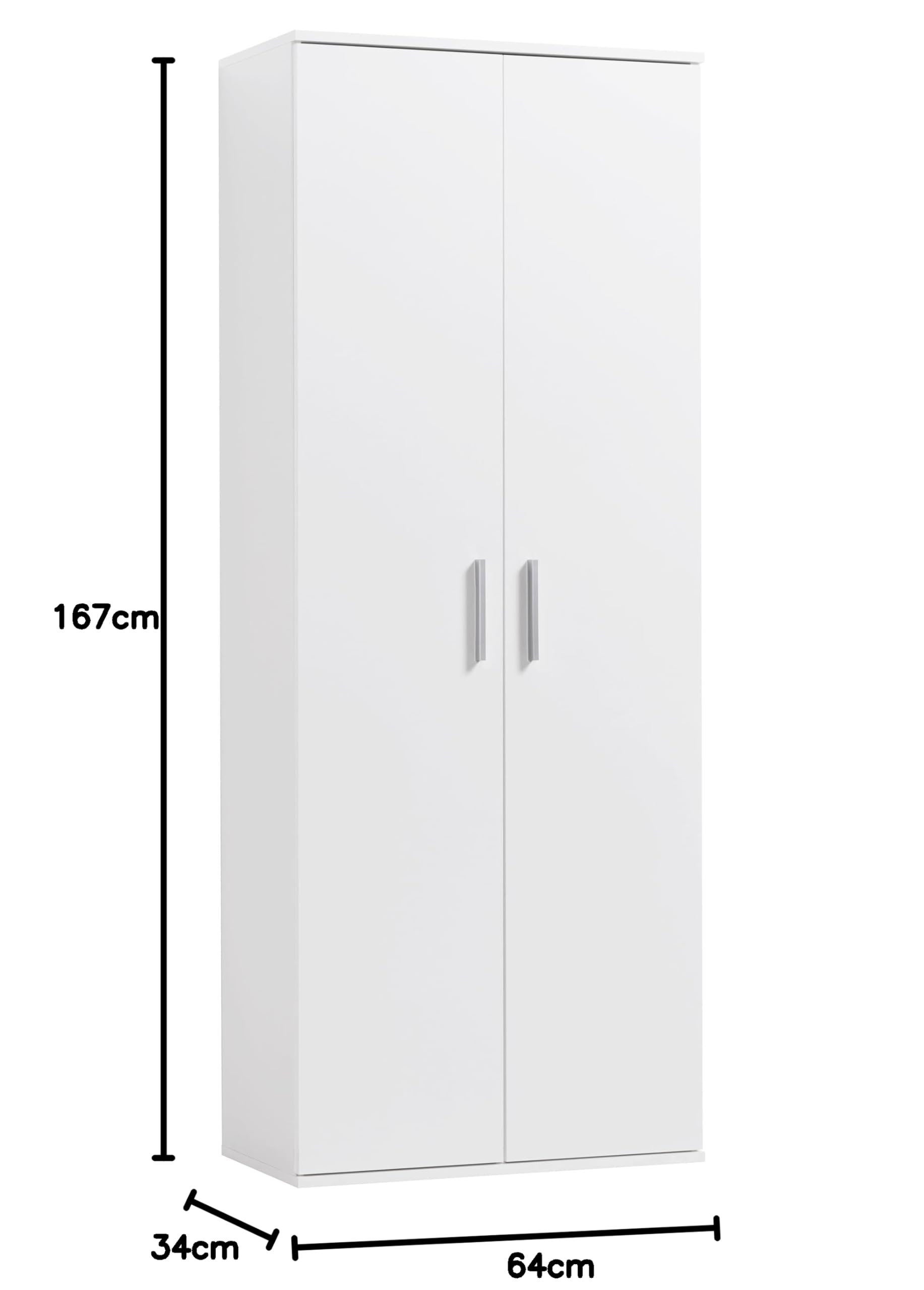 AVANTI TRENDSTORE - Premeno - Armadio multiuso in legno truciolare con 2 ante a battente e 3 ripiani. Dimensioni LAP ca. 64x167x33,4cm