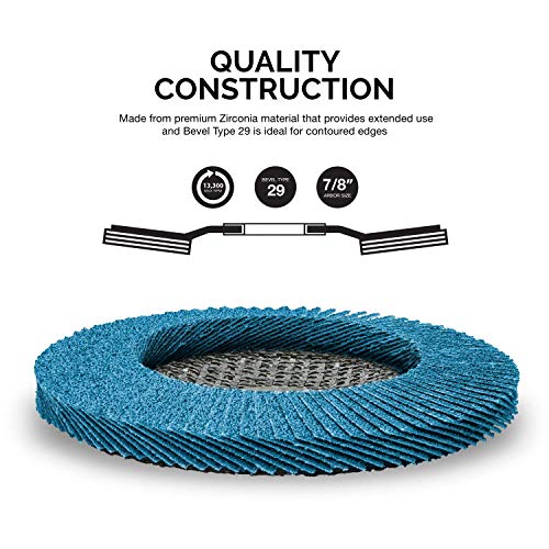 Neiko 11142A Premium Zirconia Flap Disc | 4.5" x 7/8-Inch, 40 Grit, Bevel Type #29 - 10 Pack by NEIKO - Image 2