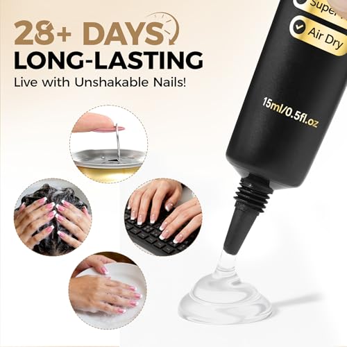 UNA GELLA Strong Nail Glue Gel, 15g*2pcs No U V/Lamp Needed Nail Gel Glue, Quick Air Dry Semi Solid False Nail Glue, Super Strong Nailglue For Press Ons Acrylic Nails Tips Extension DIY Kit