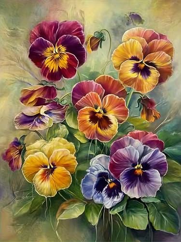 Diamond Painting Fleurs, Peinture Diamant Adultes Kit Complet DIY, Diamond-Painting Créatif Murale d'intérieur Maison Décoration Cadeau, Peinture Diamant Adulte Débutant Création Artistique, 30x40cm