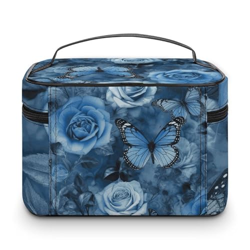 Foldable Travel Luggage Bag for Men And Women, Dry And Wet Separation Portable Travel Luggage Bag, Blue Rose Printed Waterproof Sports Luggage Bag, Fitness Bag3