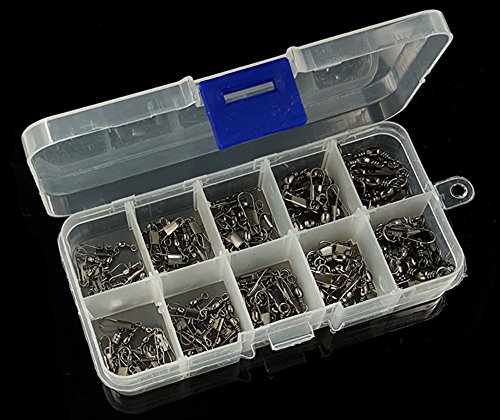 NUZAMAS 100 Pieces Mixed Barrel Swivel with Safty Snap Connector Fishing Tackle #14, 12, 10, 8, 6 Rock Kayak Boat Fishing - Thumbnail 4