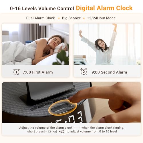 Alarm Clock with Wireless Charging Station, Clock for Bedroom - image 5