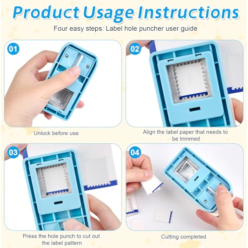 Briefmarken Stanzer, Stanzer Briefmarkenform, Tragbarer Stempelstanzer mit Gewellter Rand, Papierstanzer, Rechteckiger Briefmarkenstanzer für DIY Scrapbooking Karton Briefumschläge, Etiketten Locher