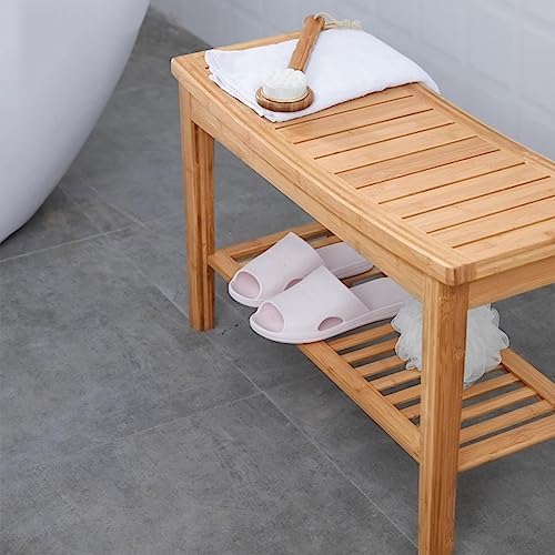 Taburete de spa de bambú multifuncional con acabado premium 6