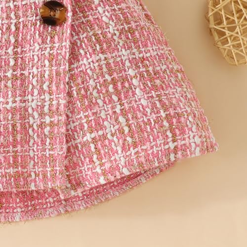 Visgogo MOO1SZOAGVQPX--LA5 Toddler Girl Skirts Outfit Ribbed Long Sleeve Tops Plaid Tweed Pattern Skirt Beret Fall 3Pcs Clothes thumb #6