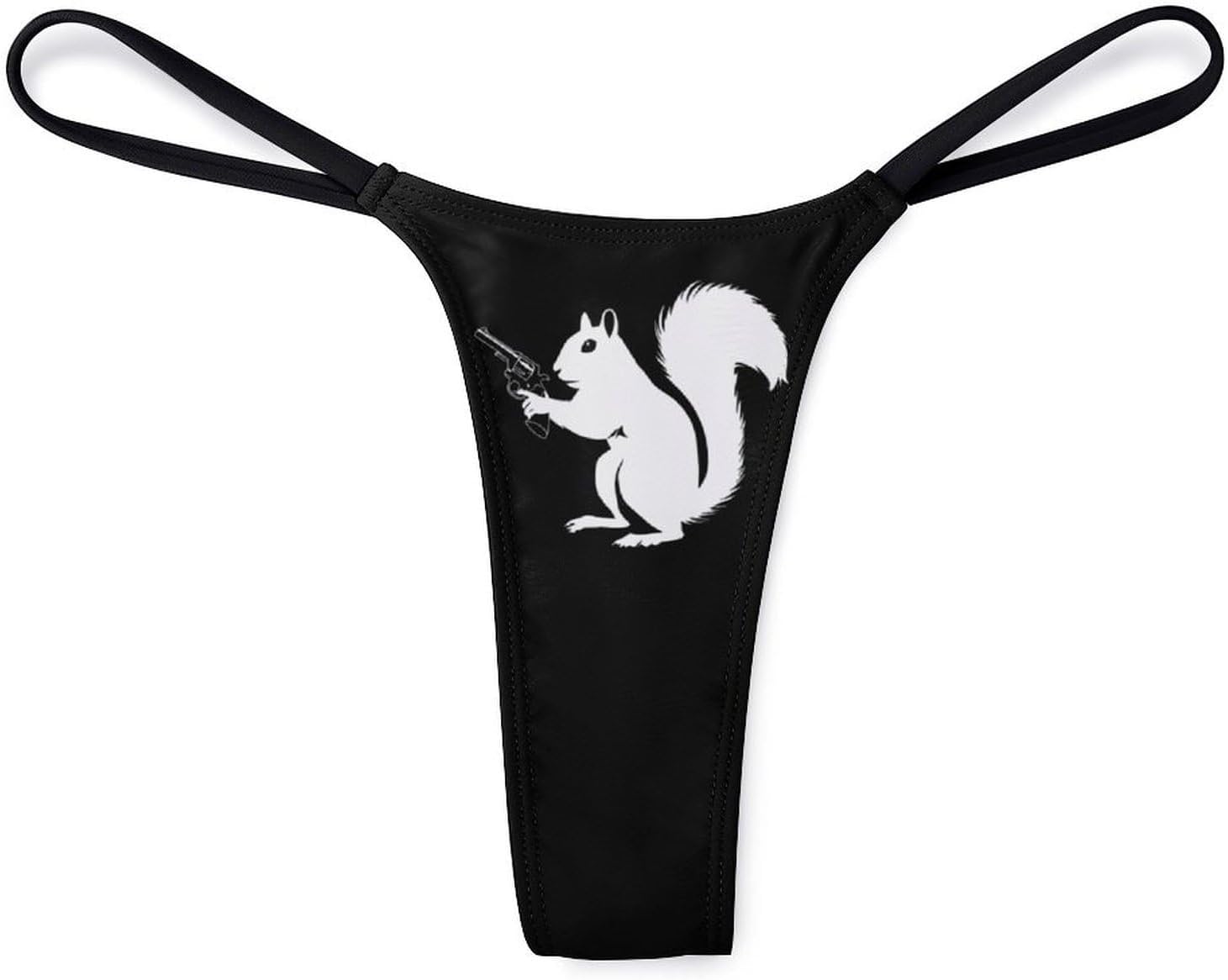 Funny Squirrel Gun Thongs for Women Underwear G-String Panties | Breathable,Low Rise Panties,T-back,Sexy,Briefs,No Show Thongs