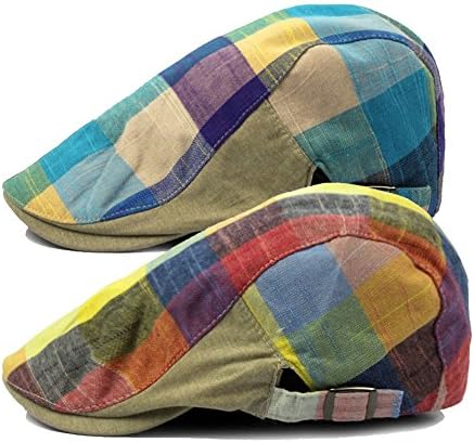 Idopy Colored Plaid Longshoreman`s Flat Cap Irish Ivy Newsboy Hat (7#)