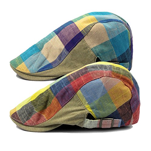 Image of Men's Plaid Striped Newsboy Ivy Flat Driving Golf Cap