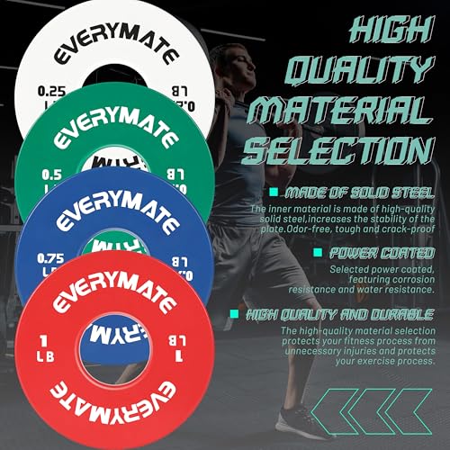 Image of EVERYMATE Fractional Micro Weight Plates Set of 8 Weight Plate Pair of 0.25LB 0.5LB 0.75LB 1 LB for Olympic Barbells for Strength Training Micro Plates Weight Plate