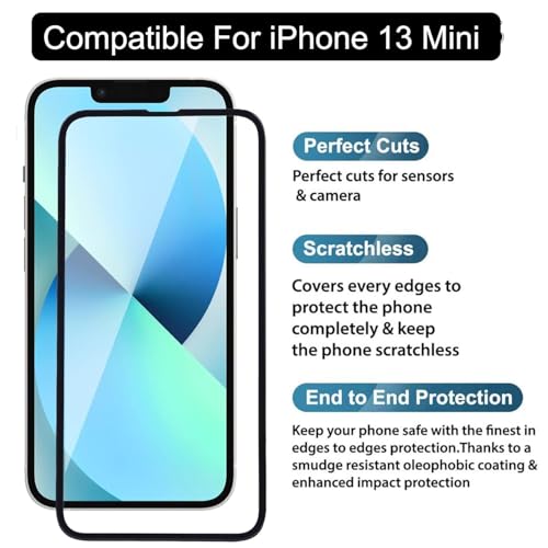 Image of Premium Tempered Glass Screen Protector with Camera Lens Protector for iPhone 13 Mini - Ultra-Clear, Anti-Scratch, Easy Installation
