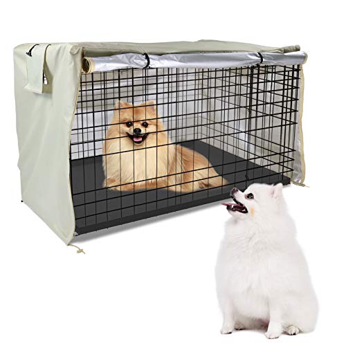 Iptienda Dog Crate Cover, Dog Kennel Cover for 30 Inch Double Door Wire Dog Cage, Beige (30" L x 19" W x 21" H)