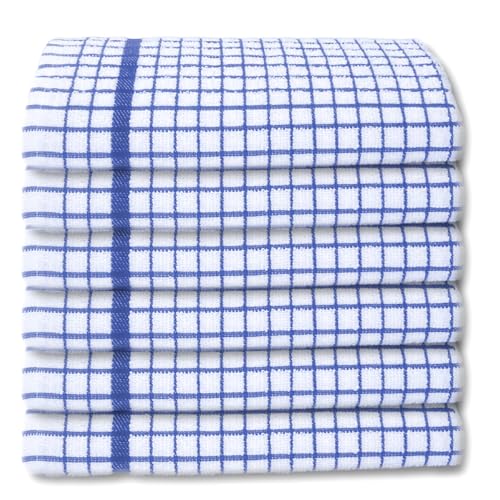A & B TRADERS Paños de cocina de rizo 100 % algodón, paquete de 6 unidades, paños de cocina superabsorbentes y suaves al tacto (azul)