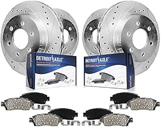 Detroit Axle - Front & Rear Drilled Rotors Ceramic Brake Pads Replacement for Silverado Sierra 1500 Tahoe Yukon Suburban Escalade - 8pc Set