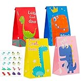 ❤ Einfach zu Verwenden: Dino Geschenktüte ist so süß, einfach zu falten und zu öffnen, leicht und langanhaltend,sicher für den Gebrauch. ideal für Kindergeburtstage, Dinosaurier-Themenpartys usw.