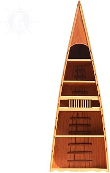 Old Modern Handicrafts Wooden Canoe Book Shelf - Handcrafted from High-Grade Woods - 90L x 31W x 20.5H Inches