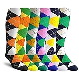 Colorful Knee High Argyle Golf Socks: Mens Over-The-Calf Starter Bundle Pack (6 Pair Collection)
