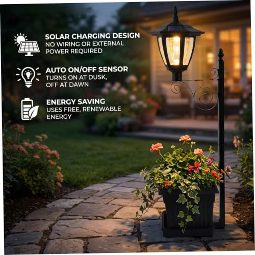 Luces solares para macetero y jardín con estaca doble función para césped en negro 6