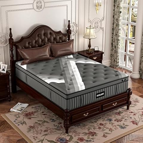 Queen Mattress DIGLANT 14 Inch Memory Foam Hybrid Mattress in a Box, Motion Isolation Individually Pocket Spring, Supportive & Back Pain Relief, Queen Size Plush Mattress, Black, 60”x80” Cover