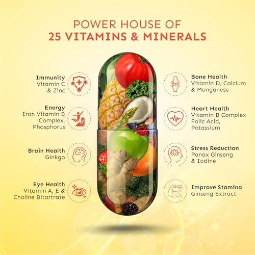 Image of Pro Multivitamins Capsules 60 Counts with Essential Minerals, Zinc & Vitamins for Stamina & Immunity Daily Supplement for Men & Women