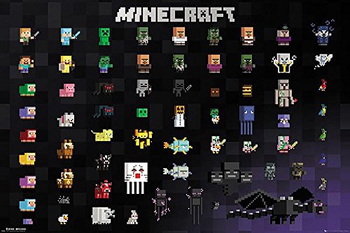 Close Up Poster Minecraft - Pixel Sprites (91,5cm x 61cm) + 1 Powerstrips, tesa adhésifs Double face-20pcs