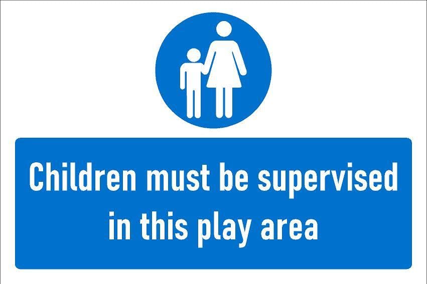 Children must be supervised in this play area, safety sign - 1mm flexible Plastic sign (300mm x 200mm)