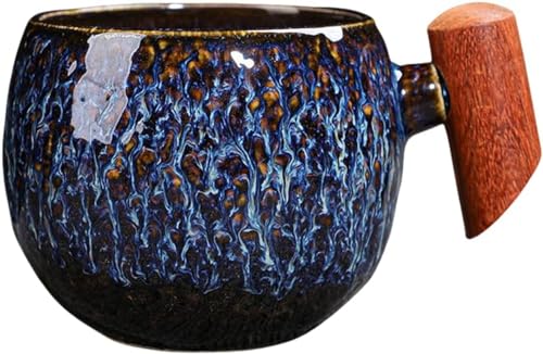 マグカップ コーヒーカップ 和風マグカップ 陶器 セラミック大容量 可愛い コップオシャレ 洗いやすい 焼き物 コップ 珈琲 紅茶 緑茶 食器 結婚祝い 生日礼物 引越し祝い 記念日 プレゼント 暖かいお茶 (氷と炎のカップ,301-400ml)