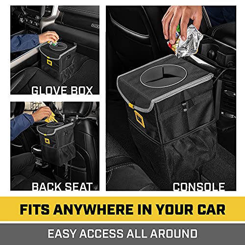 Cat® Premium Car Trash Can With Lid Storage Pockets Waterproof Garbage For Auto Multipurpose Storage Organizer Bin - 100% Leak-Proof, Black #TOP5