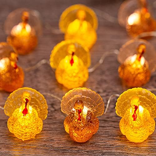 U.I STATION Thanksgiving Turkey String Lights for Fall Harvest Theme, Christmas Decorations Lights with Remote 8.5ft 20 LEDs for Bathroom Bedroom Camping Wedding Birthday Party Gift