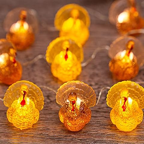 U.I STATION Thanksgiving Turkey String Lights for Fall Harvest Theme, Christmas Decorations Lights with Remote 8.5ft 20 LEDs for Bathroom Bedroom Camping Wedding Birthday Party Gift Cover