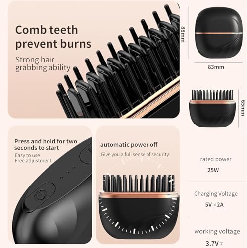 Mini plancha de cabello portátil recargable rosa miniatura 7