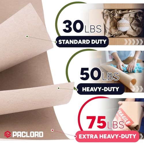 Paclord 24" x 5700" (475 feet) Natural Brown Kraft Paper Roll, 75 Lb Extra Heavy-Duty (Grocery Bag Grade) – Made in USA Large Size Roll of Brown Wrapping Paper, 3-inch Core – for Packaging, Shipping by Paclord - Image 6