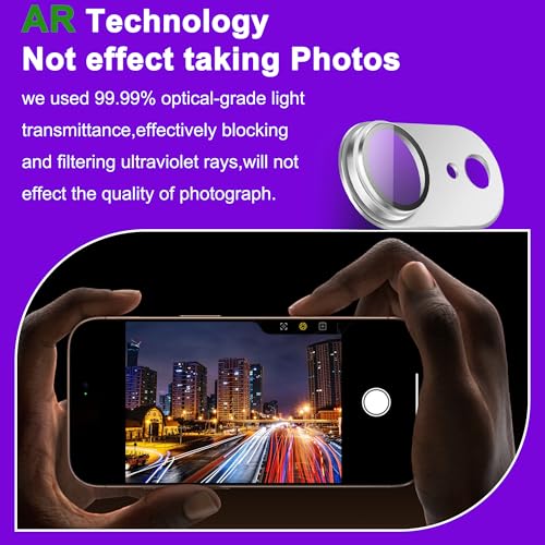 YIMGEAR 2 Pack Camera Lens Protector for iPhone 16e [ Drop Protection ] AR Tempered Glass Strong Adsorption Metal Camera Cover Screen | Silvery Finish by YIMGEAR - Used condition - Image 3