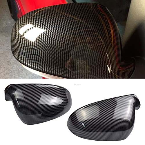 Fouedy 2PC Black For VW GOLF 5 V MK5 GTI Jetta Passat B5.5 B6 EOS Sharan Superb Side Wing Rear View Mirror Cover Replacement Caps Shell (carbon fiber)