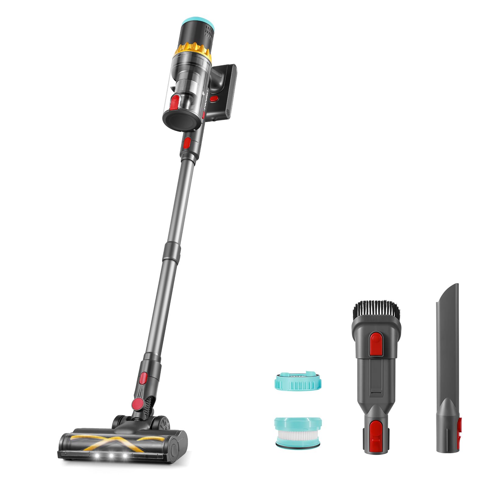 MOOLANCordless Vacuum Cleaner, 6 in 1 Cordless Stick Vacuum with Touch Screen, 250W Brushless Motor Vacuum Cleaner for Home Hardwood Floor Carpet