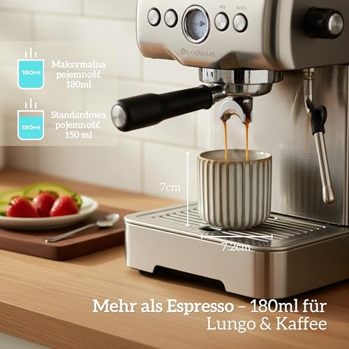 Erkundpresso.Kaffeebecher 2er Set 180ml Ohne Henkel Premium Barista Kaffeetasse aus Hochwertigem Steingut Dickwandiger Kaffeebecher - Entworfen für Latte Art - 100% Handfertigung (Fischbauch weiß) – Bild 3