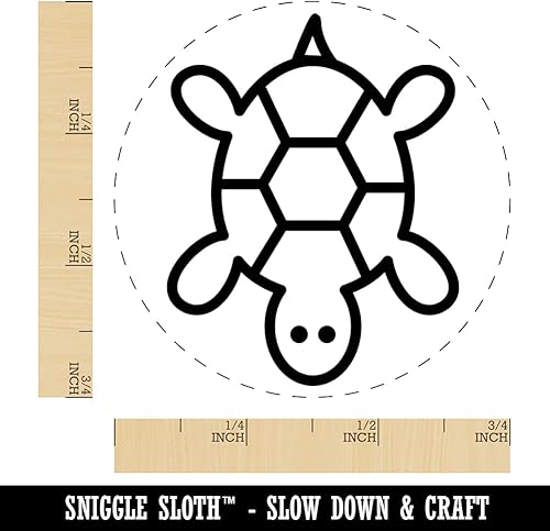 Miniatura 2 de Turtle Top View - Sello de goma autoentintado para estampar tinta, planificadores de manualidades, tamaño pequeño de 34 pulgadas, tinta verde