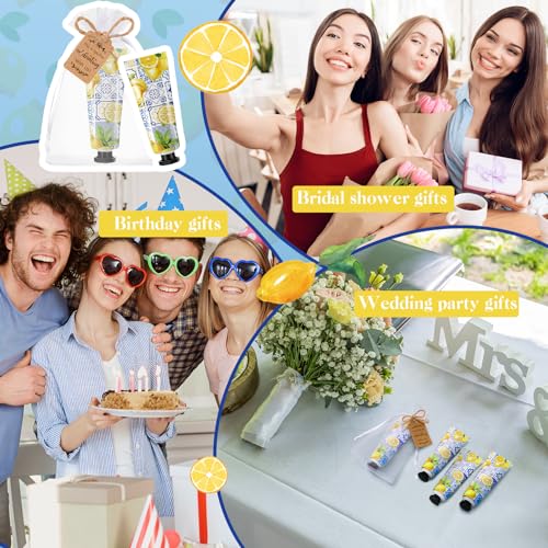 Dansib 48 Sets /144 Pcs Baby Shower Hand Cream Gift Party Favors for Guests Gift Bridal Wedding Thank You Gifts Bulk Mini Travel Size Hand Lotion Set for Guests(Lemon)