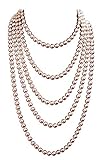 Cizoe 1920s Pearls Necklace Fashion Faux Pearls Gatsby Accessories Vintage Costume Jewelry Cream Long Necklace for Women(champagne gold-1)