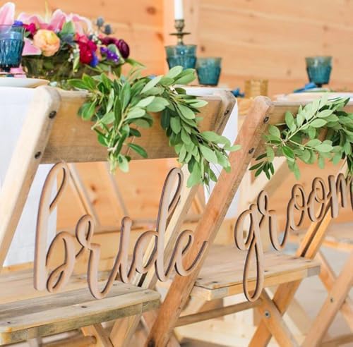 Wooden Bride and Groom Chair Signs by Hsybdnsk
