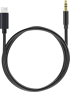 Apple MFi Certified iPhone AUX Cord,Lightning to 1/8 Inch Audio Cable,3.3ft, Headphone Jack Adapter Male Aux Stereo Audio Cable Compatible for iPhone 14/13/12/11/XR/X/8/7 Black