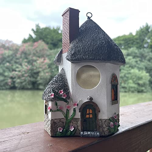 Ventilation Waterproof Sunscreen Resin Hanging Bird Houses For Outside Clearance Prime，Birdhouses For Outdoors With Environmental Protection Paint,Attract Bluebird Hummingbird Finches(Chimney Roof) #TOP2