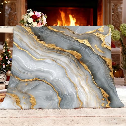 Kuscheldecke Flauschig Weiche Flanell Fleecedecke L 70x100 cm - Grau Wohndecke Warm Sommerdecke Sofadecke, Achat-Marmor-Muster Tagesdecke für Erwachsene Kinder Schlafzimmer