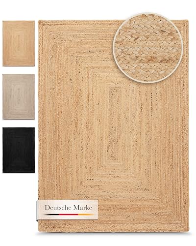 carpetfine Kleiner Juteteppich Nele Beige 40x60 cm handgewebt aus Jute...