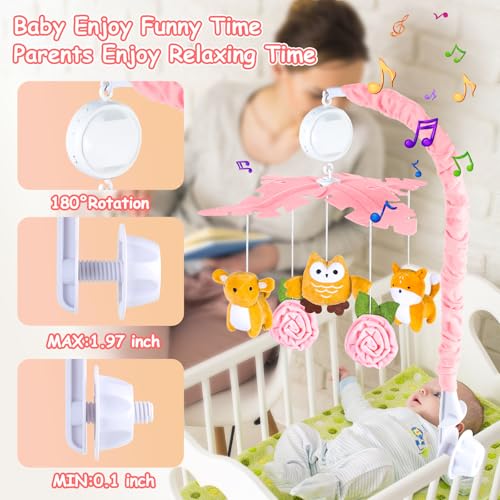 image for Joryuek Baby Crib Mobile with Music and Lights, Mobile for Crib with R