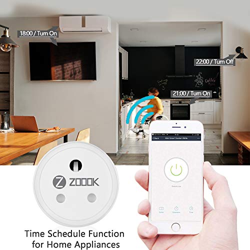 Image of Zoook Smart Connect 10A Wi-Fi Smart Plug with Power Meter, for Low Power Appliances (Type D) Compatible with Alexa & Google Assistant (No hub Required)