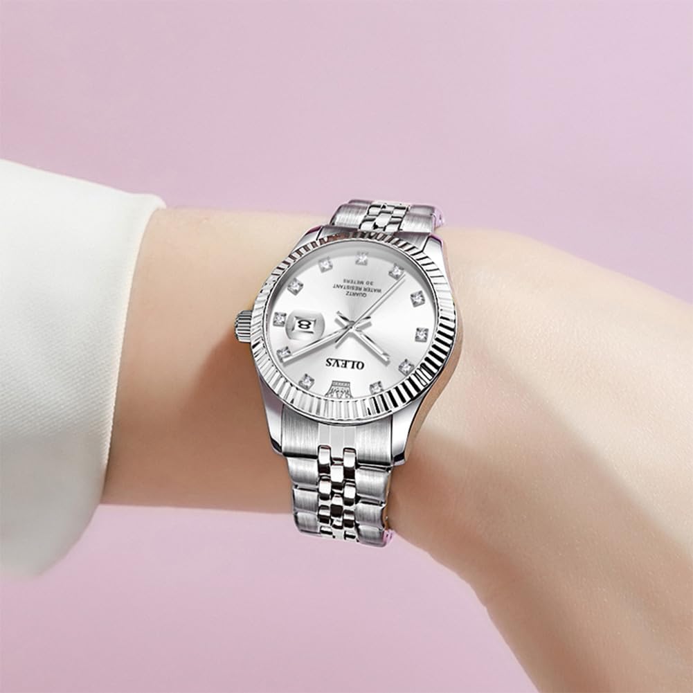 OLEVS Watch Women Silver Watch for Women Luxury Diamond Womens Watches for Small Wrist Stainless Steel Waterproof Analog Quartz Date Elegant Reloj para Mujer - Image 7