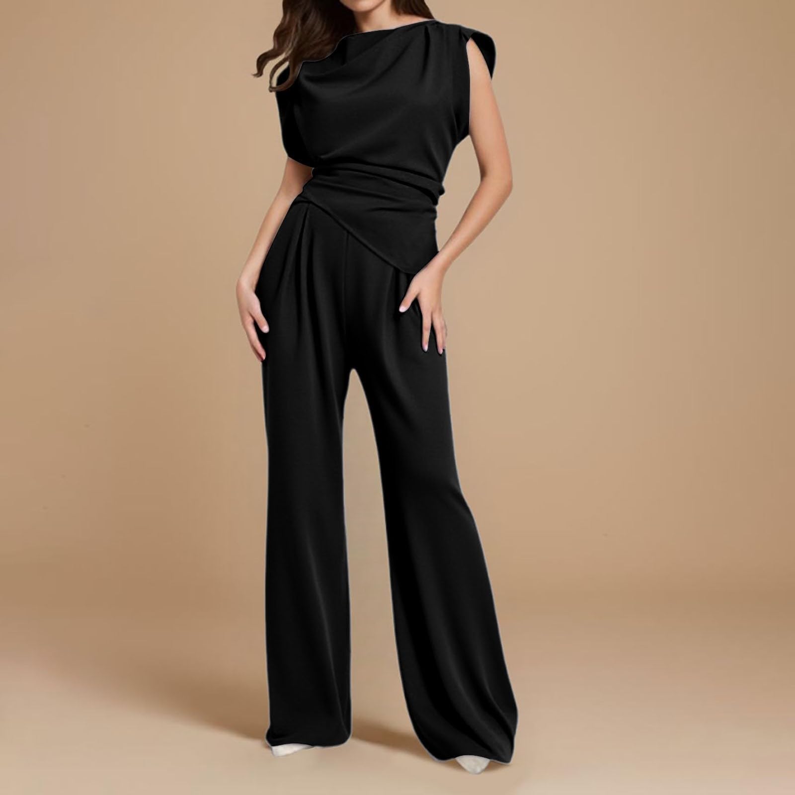 Ensemble Femme Pantalon et Haut, VêTements Femme éTé Ensemble Pantalon et Pantalon DéContracté à Manches Courtes pour IdéAl pour Les Vacances et Le Quotidien