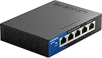 Interruptor Gigabit de 24 portas Linksys (LGS124), Black/Blue, 5-Port